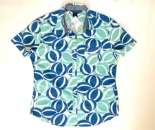 NWT J. CREW FACTORY Men's Slim-fit White Blue Pattern Printed Beach Shirt
