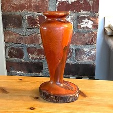 Vintage 8.5" Base Live Bark Wood Lathe Turned Wood Vase