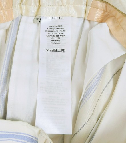 GUCCI White Blue Striped Silk Linen Flat Front Gentlemen Trouser Shorts 52 or 34 - Picture 9 of 11