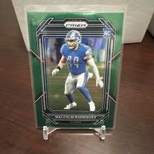 2022 Panini Prizm Football #350 MALCOLM RODRIGUEZ Green Prizm Rookie Card. rookie card picture