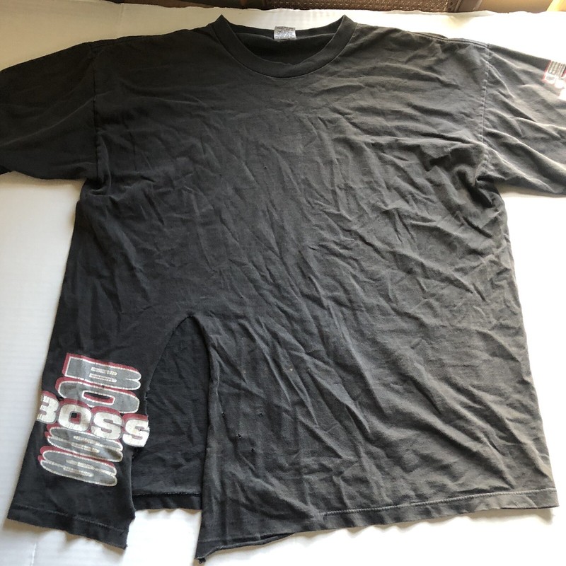 Boss Brand Black Logo Graphic T-Shirt Heavily Distressed Y2k Vtg 90s Sz XL A3520