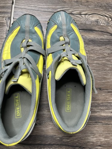 Diesel Sneakers Vintage Cream/Grey/Yellow Z Straps Leather/Mesh Girls SZ 13 - Picture 7 of 8