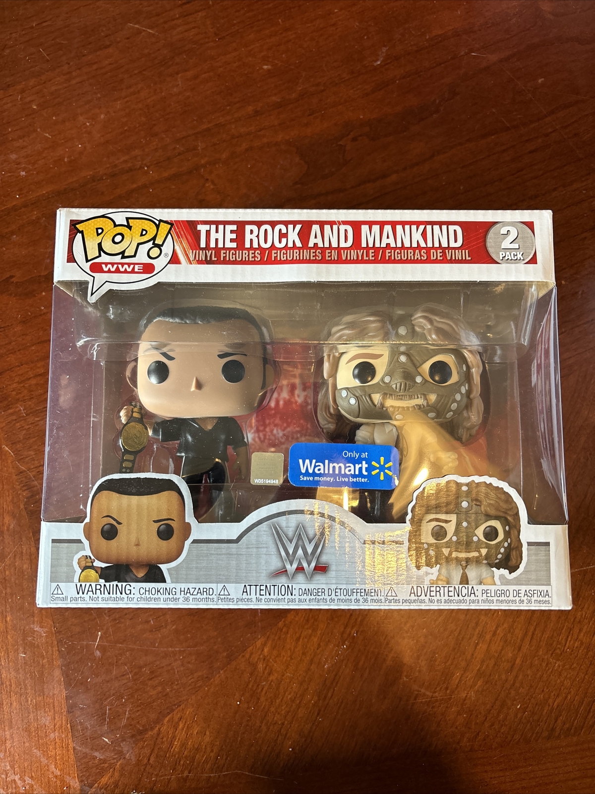 Funko Pop! The Rock And Mankind 2 Pack Wwe Wwf Walmart Exclusive Dec