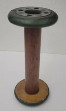 Primative Wooden Spool Green Painted Ends 9.5 X 4"
