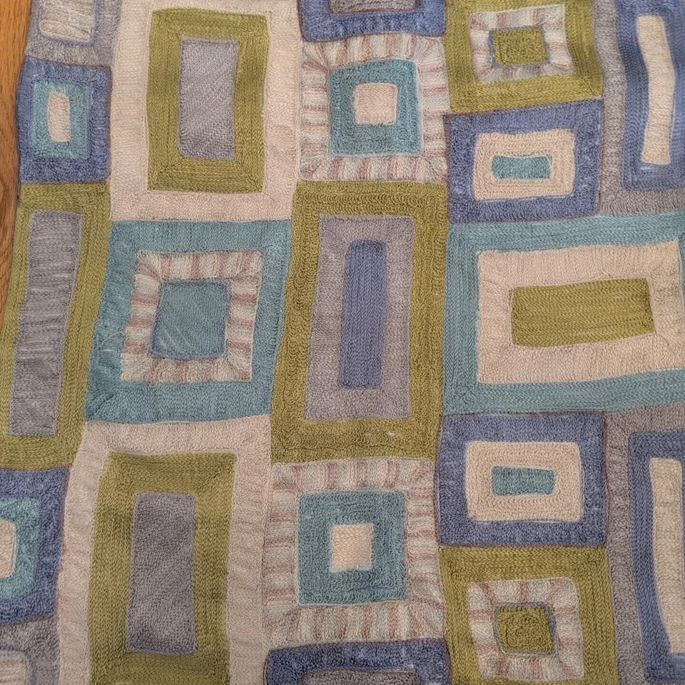 2 Pier 1 Imports Throw Pillow Zip Covers Green Blue Purple Geometric Pattern - Image 3 of 4