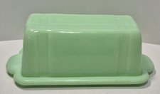 Cracker Barrel Jadeite Butter Dish Jade Glass Reproduction.  ED5