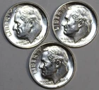 (3) 1964-P Roosevelt Dimes - AU/BU - #1942E - FREE SHIPPING