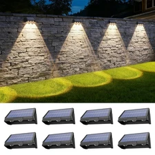Solar Fence Lights,8 Pack Solar Lights Outdoor,3 Modes (Warm/Neutral/Cool Whi...