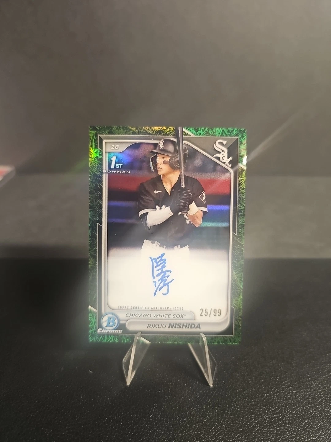 2024 Bowman Rikuu Nishida 1st Chrome Prospect Auto Green Grass Refractor /99