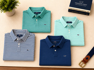 Vineyard Vines Boys Lot of 4 Polo Shirts XL (18) Preppy Striped Collared Shirts