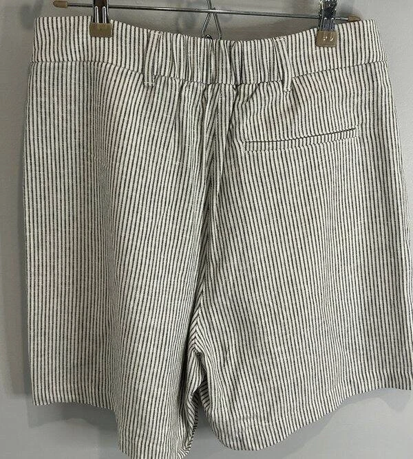 Old Navy Linen Blend Cream Stripe High Rise Taylor Shorts 6" Inseam New L - Image 3 of 4