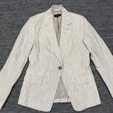 Quince Blazer Women XS Beige Flax European Linen Structured Jacket Formal Career