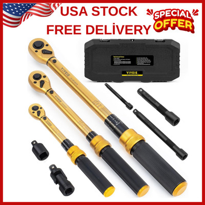 1/4 3/8 1/2-inch Drive Click Torque Wrench, 8Pcs Torque Wrench Set 10-230in.lb,