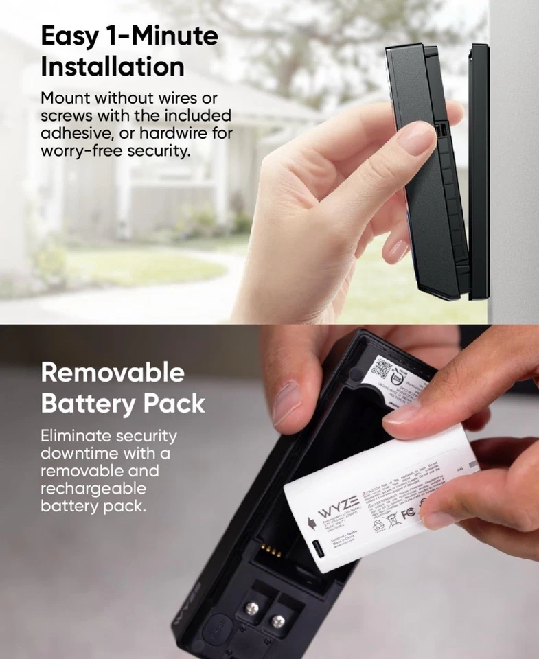 WYZE Wireless Duo Cam Video Doorbell (Chime Included), Battery Powered, 2K Full - Image 4 of 4