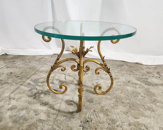 Vintage Hollywood Regency Brass & Glass Coffee & Side Table - Image 3 of 4