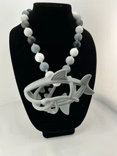 Oral Sensory Chewable Necklaces with Matching Teether - Shark Theme
