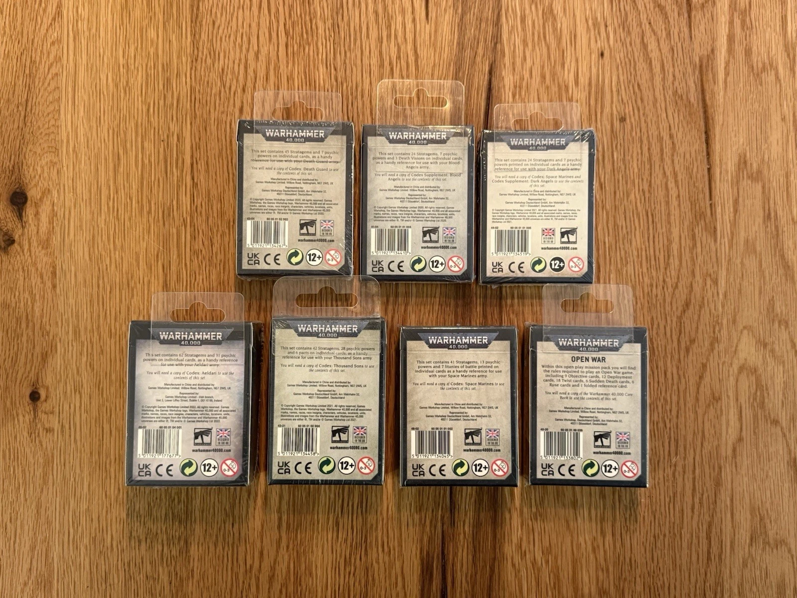 7x Packs Warhammer 40k 40000 Data Cards & Mission Pack Aeldari Dark Angels - New 4