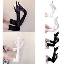 1Pairs Womens Ultra-thin Seamless Anti-snag Long-length Sun-protection Gloves