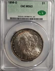 Morgan Silver Dollar 1898 New Orleans Mint $1 0.9 Fineness CAC MS63 Uncirculated