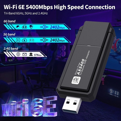 AX5400 WLAN-Adapter USB-Netzwerkkarte WLAN 6e Tri-Band-Dongle für PC-Deskto4371 - Bild 4 von 7