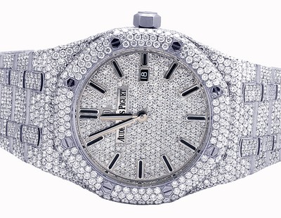 Ladies Audemars Piguet Royal Oak 33MM Stainless Steel VS Diamond Watch 21.35 Ct
