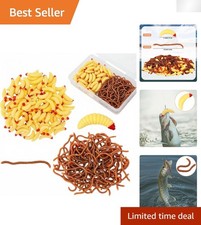 200PC Biomimetic Earthworms & Mealworms Soft Bait Set for Freshwater & Saltwater