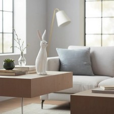 47cm Cute White Porcelain Bunny Rabbit Sculpture Ears Up Single Item