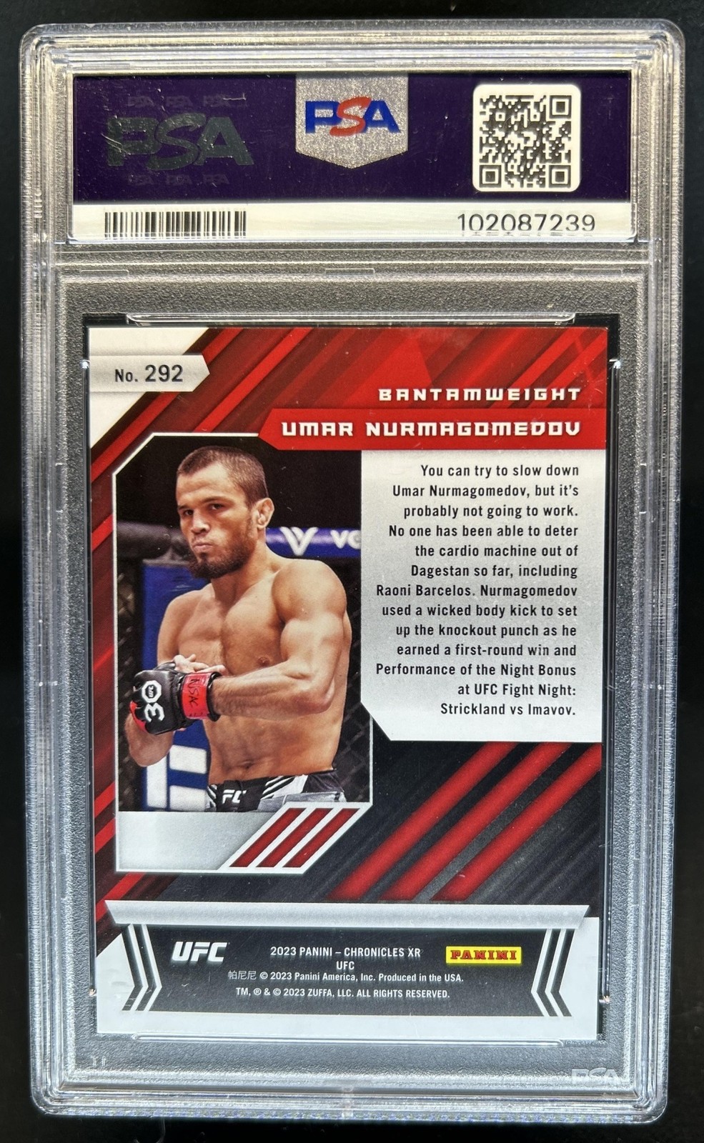 2023 Chronicles UFC Umar Nurmagomedov Orange #/25 PSA 10 GEM MINT view 2