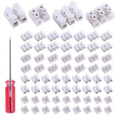 100Pcs 2P CH2 + 3P CH3 Quick Connector Spring Wire Connector Screw Terminal B...