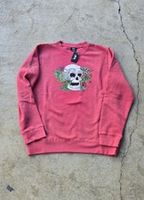 Vintage Stussy Made In USA Hippie Skull Crewneck Medium Dusty Rose