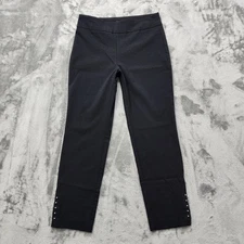 Counterparts Pants Women 8 Black High Rise Pull On Skinny Studded Slit Hem Ankle