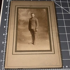 Antique Handsome American Soldier Studio Photo ID Albert Beard Tell City Indiana