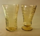 Federal Patrician Spoke 2 Tumblers 5 1/4" Amber Depression Glass