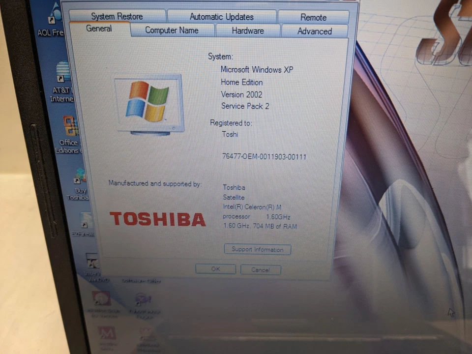 Toshiba Satellite L25 15.6" - Celeron M, 768MB RAM, DISCO DURO 80GB, Windows XP Foto 3 de 4