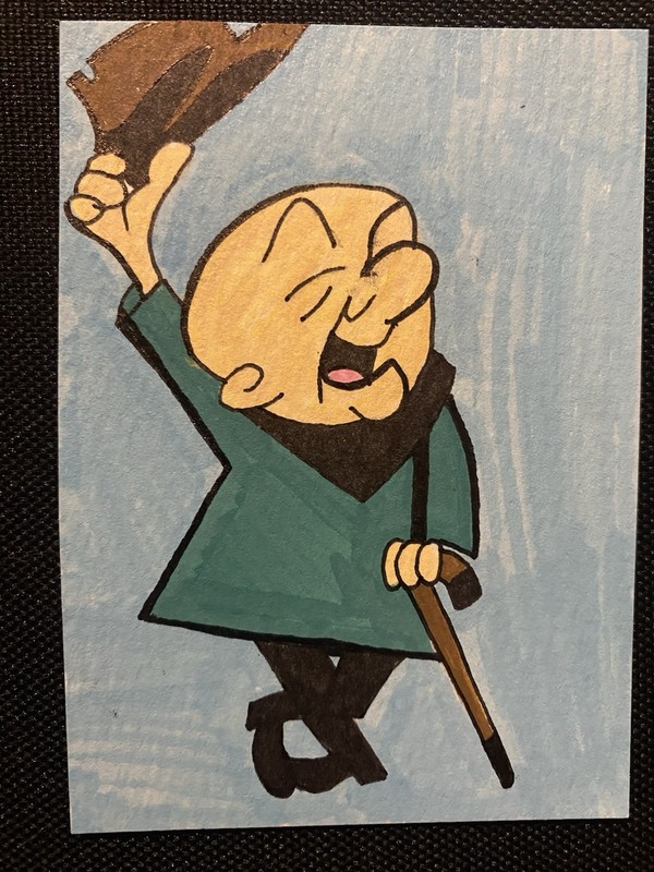 Mr. Magoo Cartoon New ACEO hand painted Art trading card acrylic micron 2.5x3.5