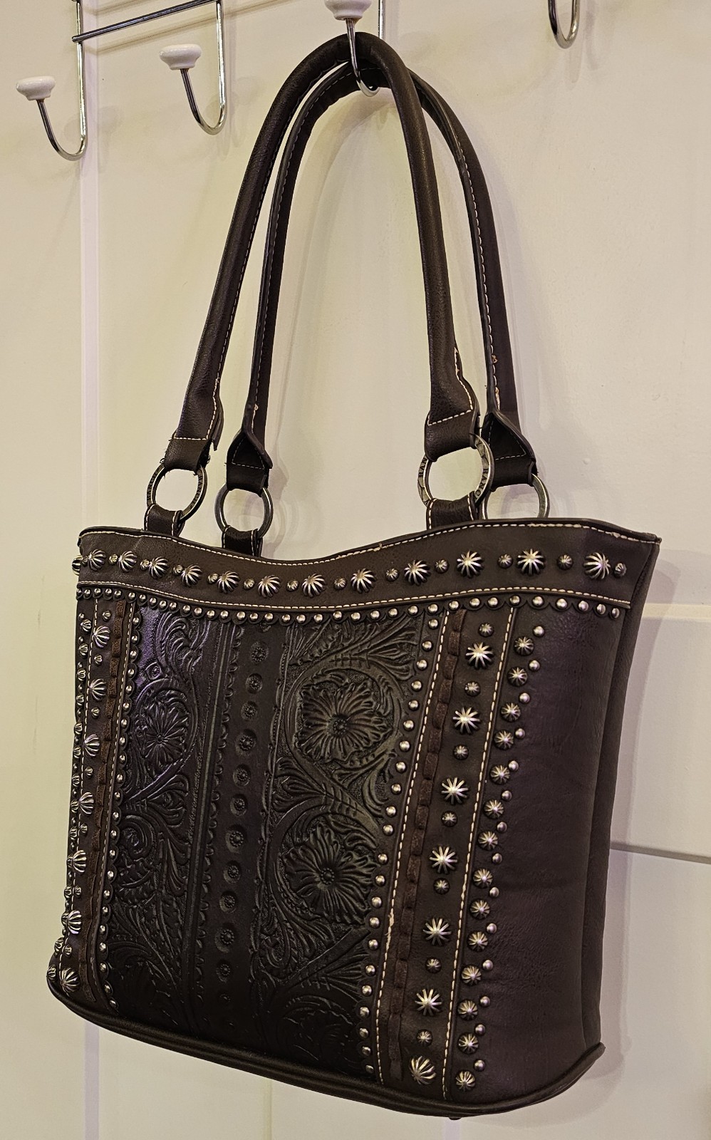 Trinity Ranch Western Studded Embossed Floral Sho… - image 3