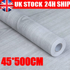 5M Gray Wood Grain Wallpaper Self Adhesive Contact Paper Desk Wall Covering
