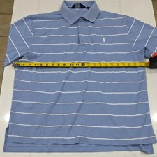 Polo Ralph Lauren Polo Shirt Men's Large Blue with White Stripe 100 Cotton