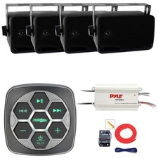 Metra Marine and Boat Controller, 4x 3.5'' 200W Wall Mount Speakers, Amp, Kit