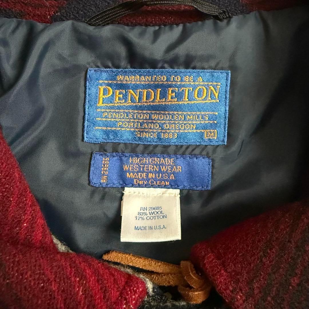 Pendleton Wool Jacket Navy Red Multi M Used 90s N… - image 5