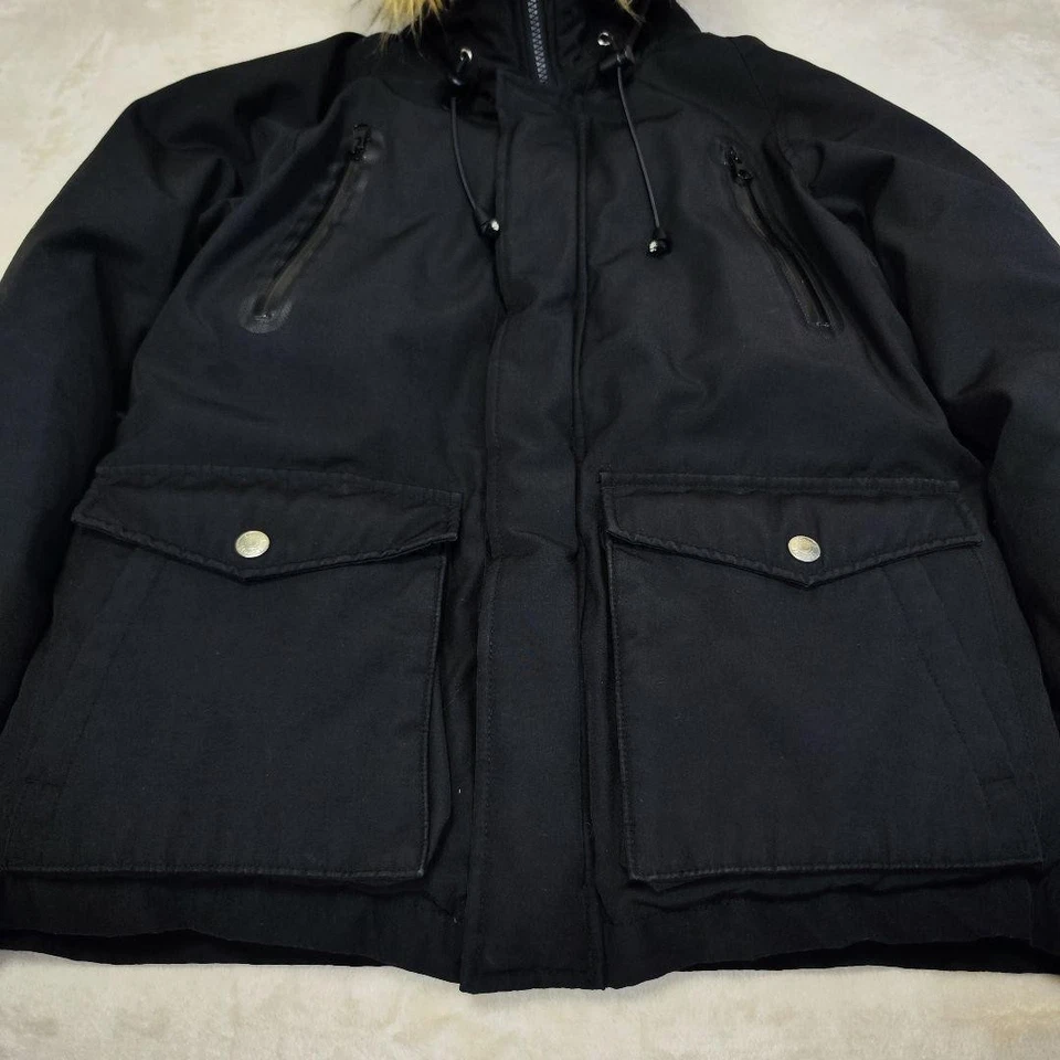 SHCOTT Black Snorkel Down Parka Jacket with Fur, Size XS - Image 3 of 4
