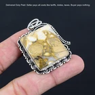925 Sterling Silver Square Natural Cobra Jasper Artisan Ethnic Pendant Jewelry