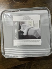 elements Full/Queen 100 Cotton Duvet Cover Set Gray/White Striped 3pc