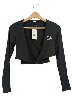 PUMA Gilet Femme Noir Court Sport Côtelé Logo Tendance (EU 34, INT XS) - Photo 1/4