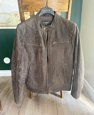 Black Rivet GIII Men's Brown Leather Jacket M Regular Full Zip Stand-Up Collar