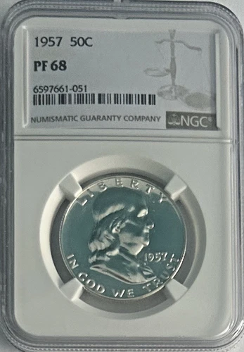 1957 Silver Proof Franklin Half Dollar PF 68 NGC Certified