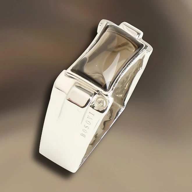 Anillo de cuarzo y diamantes sobre plata esterlina Bosovi para hombre - talla 9 Foto 2 de 2