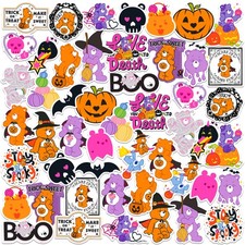 CARE BEARS HALLOWEEN CLASSIC VARIETY DIE CUT VINYL 50 CT STICKER PACK