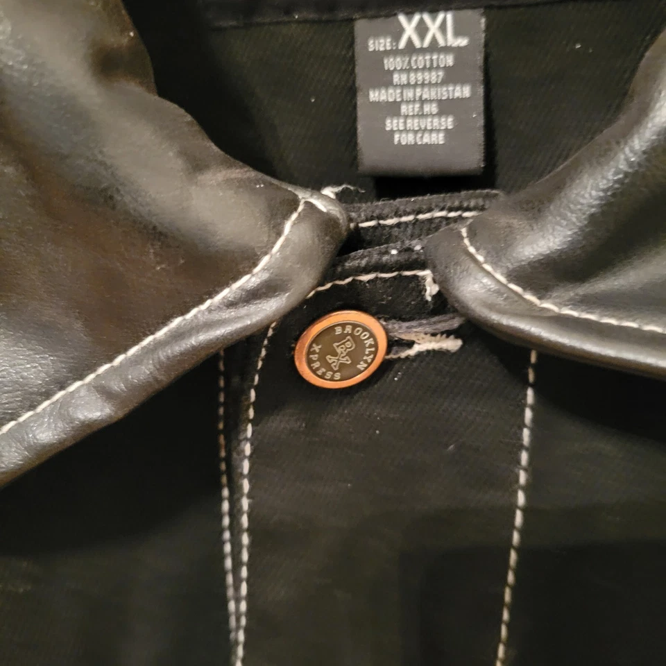 Brooklyn Express Black Denim Jacket Size XXL Embroidered Graphic - Image 4 of 4