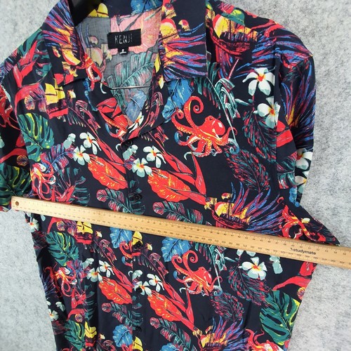 Kenji Shirt Mens Small Black Tropical Butotn Up Short Sleeve Collared 10756 - Picture 6 of 13